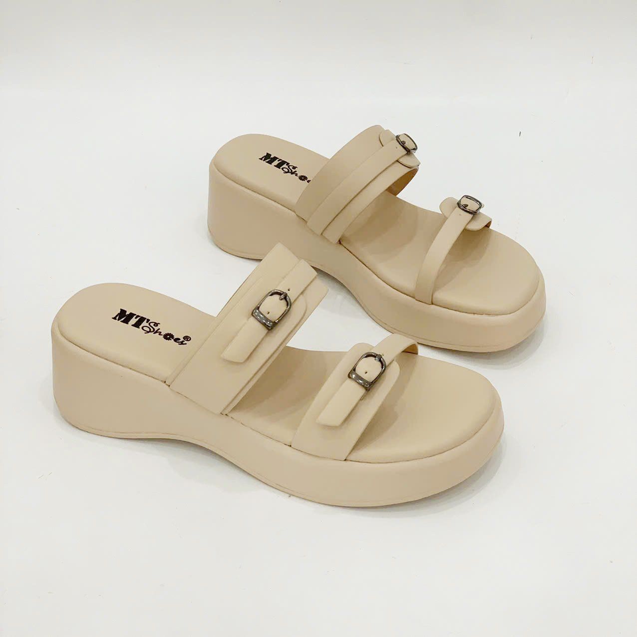  Dép bánh mỳ nữ quai phối khóa đế 5cm MT145 