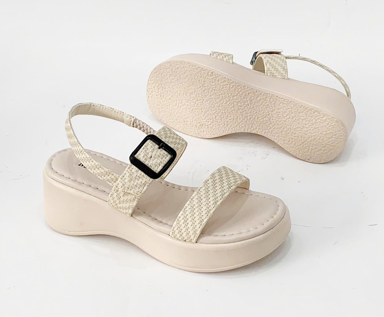  Sandal bánh mỳ quai ngang phối khóa 5cm MT151 