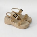  Sandal bánh mỳ quai ngang phối khóa 5cm MT151 