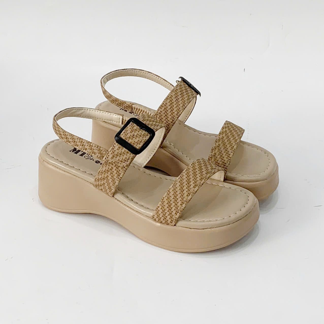  Sandal bánh mỳ quai ngang phối khóa 5cm MT151 