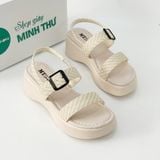  Sandal bánh mỳ quai ngang phối khóa 5cm MT151 