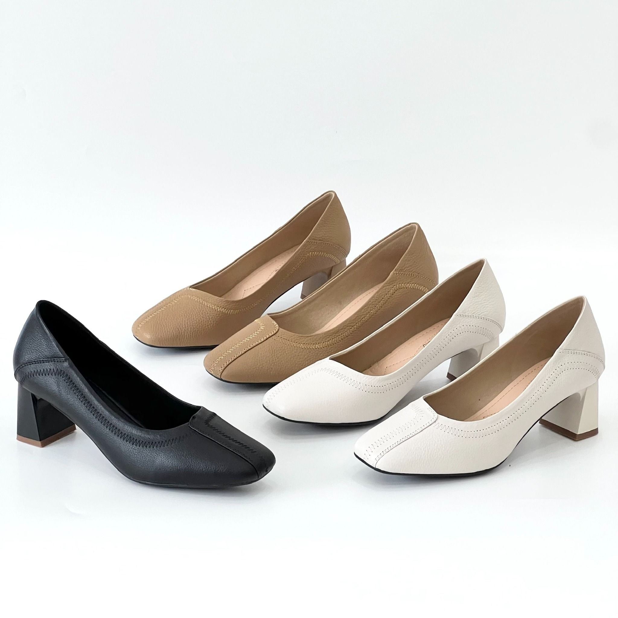  Giày công sở mũi vuông da thật MT343 