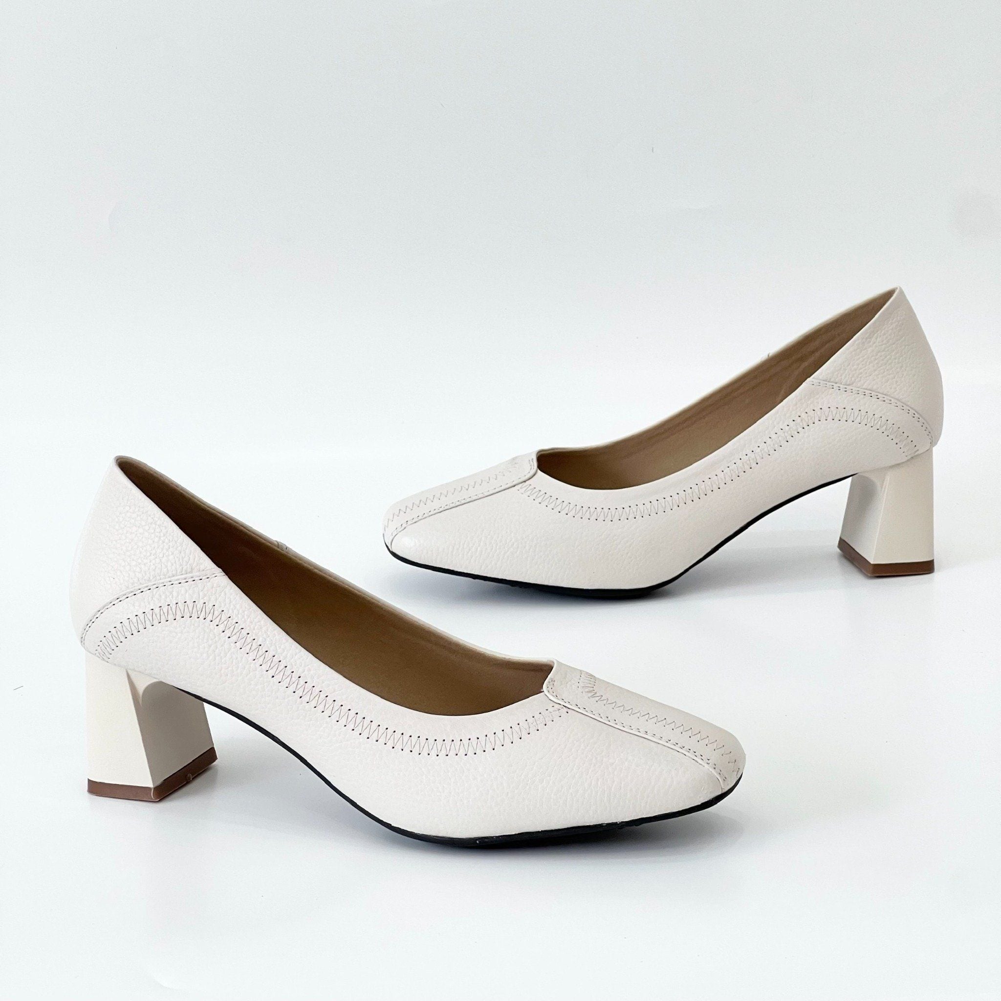  Giày công sở mũi vuông da thật MT343 