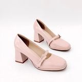  Giày công sở mũi vuông gót trụ 7cm phối quai nơ xinh MT3297 