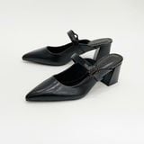  Guốc sục mũi nhọn quai phối khóa tròn - đế trụ 5cm MT341 