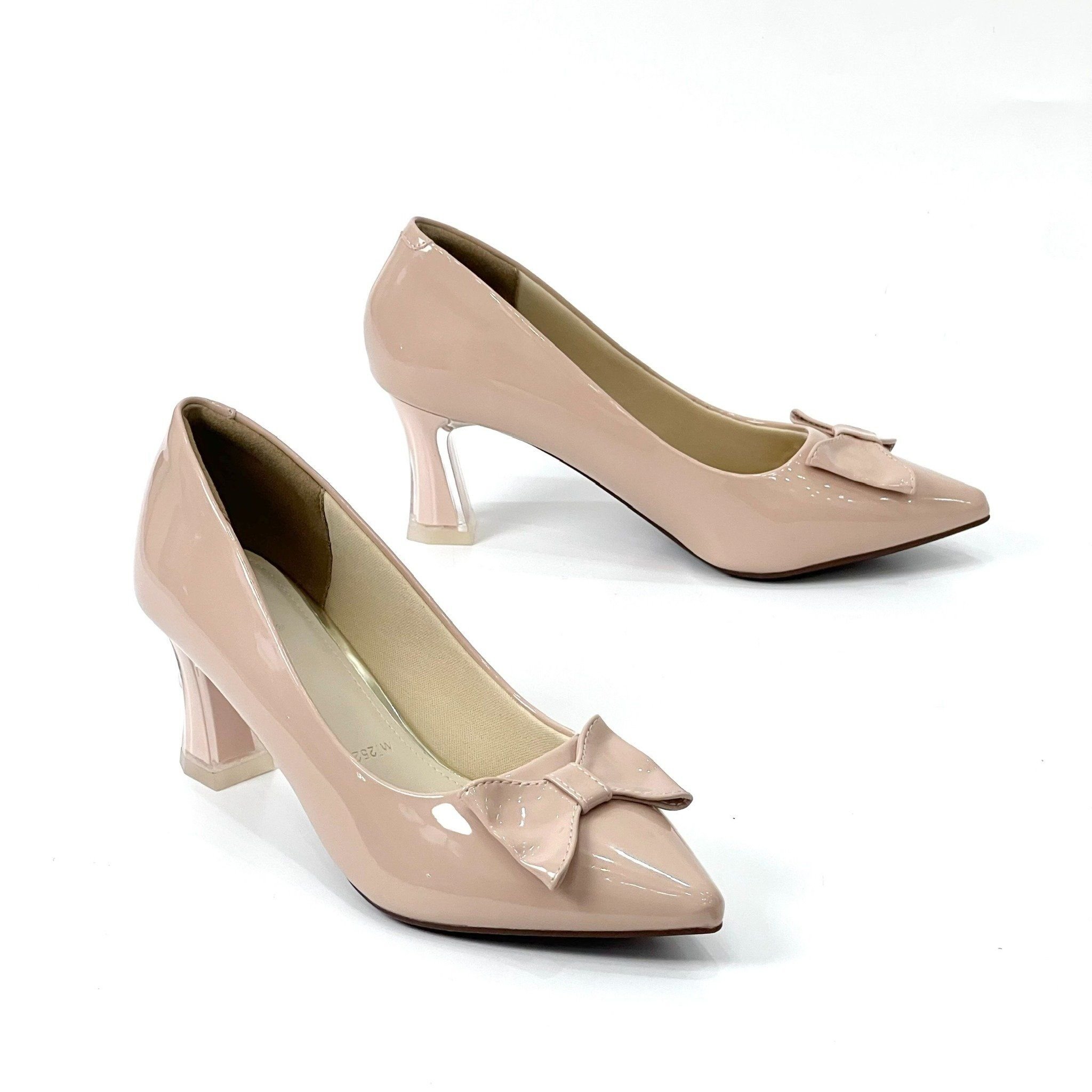  Giày công sở gót 5cm mika, mũi phối nơ MT2527 