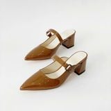  Guốc sục mũi nhọn quai phối khóa tròn - đế trụ 5cm MT341 