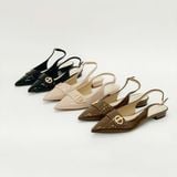  Giày sandal mũi nhọn phối khóa, gót 2cm MT2525 
