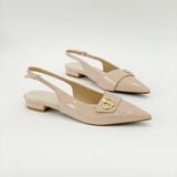  Giày sandal mũi nhọn phối khóa, gót 2cm MT2525 