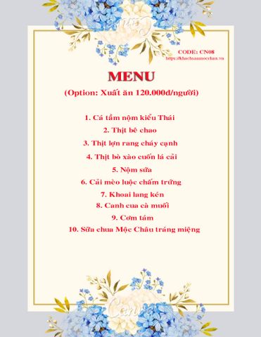  Menu thực đơn theo suất 