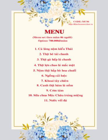  Menu mâm 06 người 