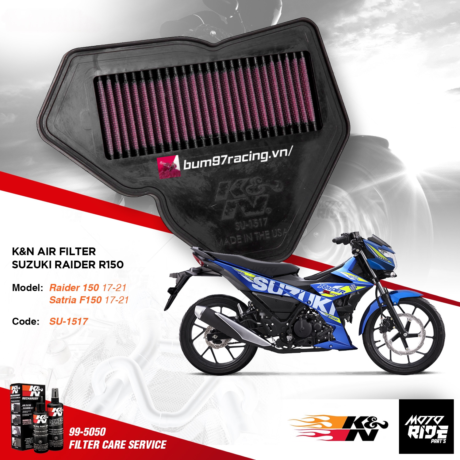 K&N SU-1517 LỌC GIÓ CHO SUZUKI RAIDER 150