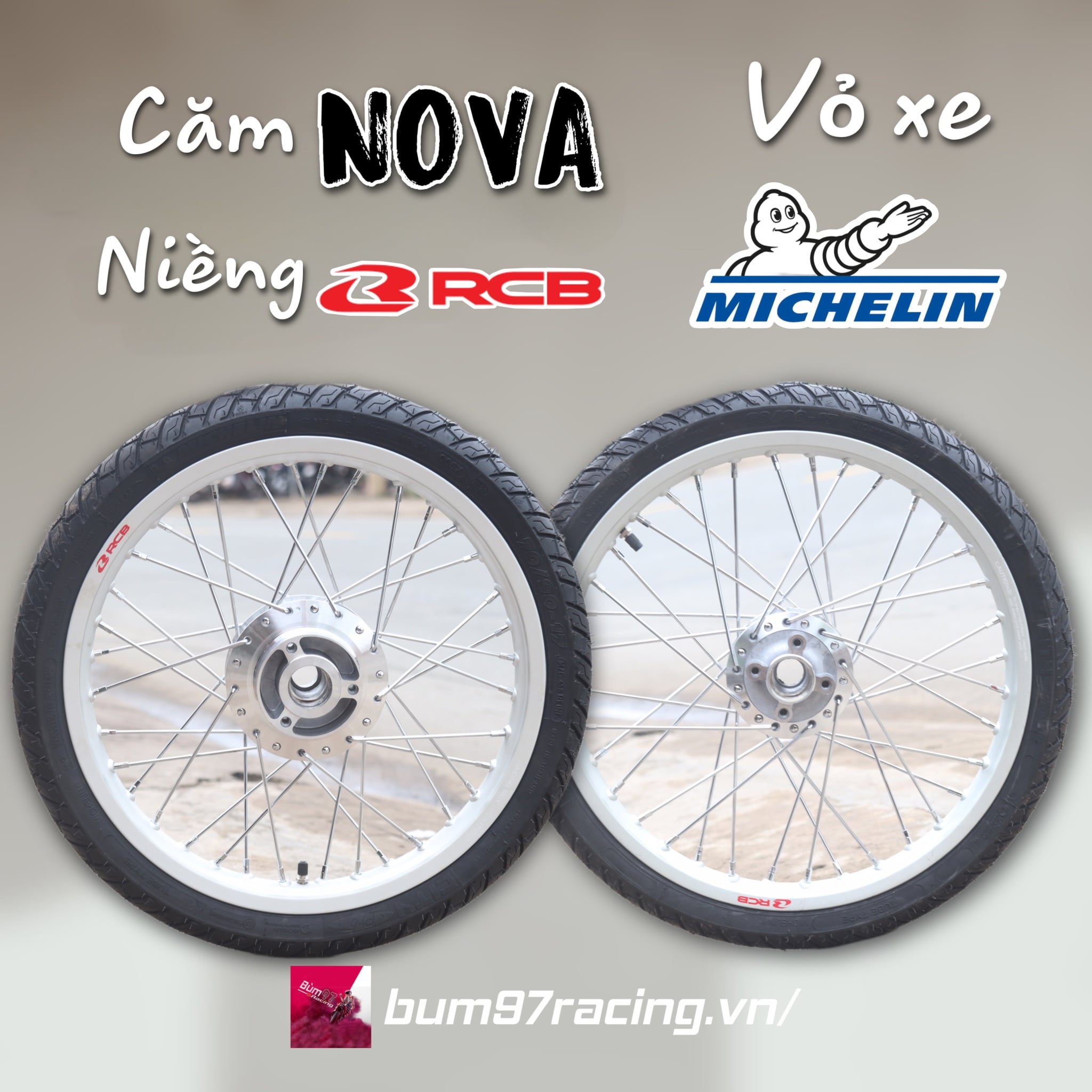 Bánh Căm Satria Fi Niềng RCB - Căm Nova - Vỏ Michelin