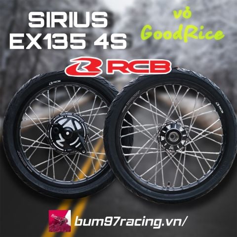  Combo Bánh Căm Đùm Phay SIRIUS EX 135 4S - Căm RCB - Niềng RCB - Vỏ GOODRIDE 