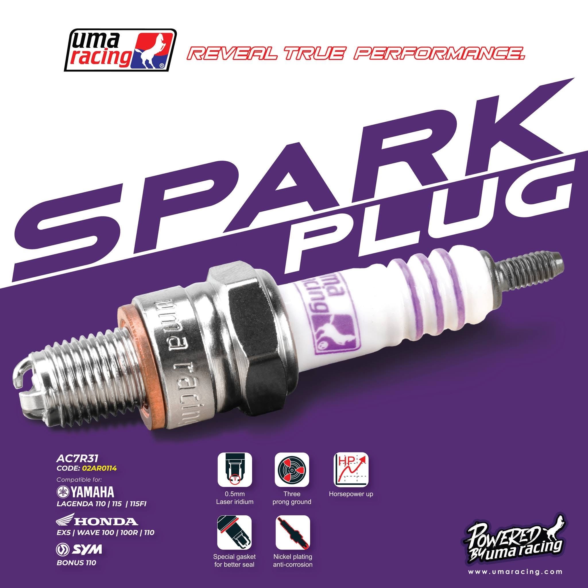 Bugi Uma Racing IRIDIUM 3 Chấu