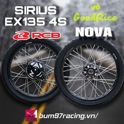  Combo Bánh Căm Đùm Phay SIRIUS EX 135 4S - Căm NOVA - Niềng RCB - Vỏ GOODRIDE 