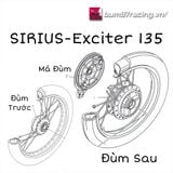  Đùm Bánh Căm Sirius Ex 2010 Chính Hãng - Màu Đen 