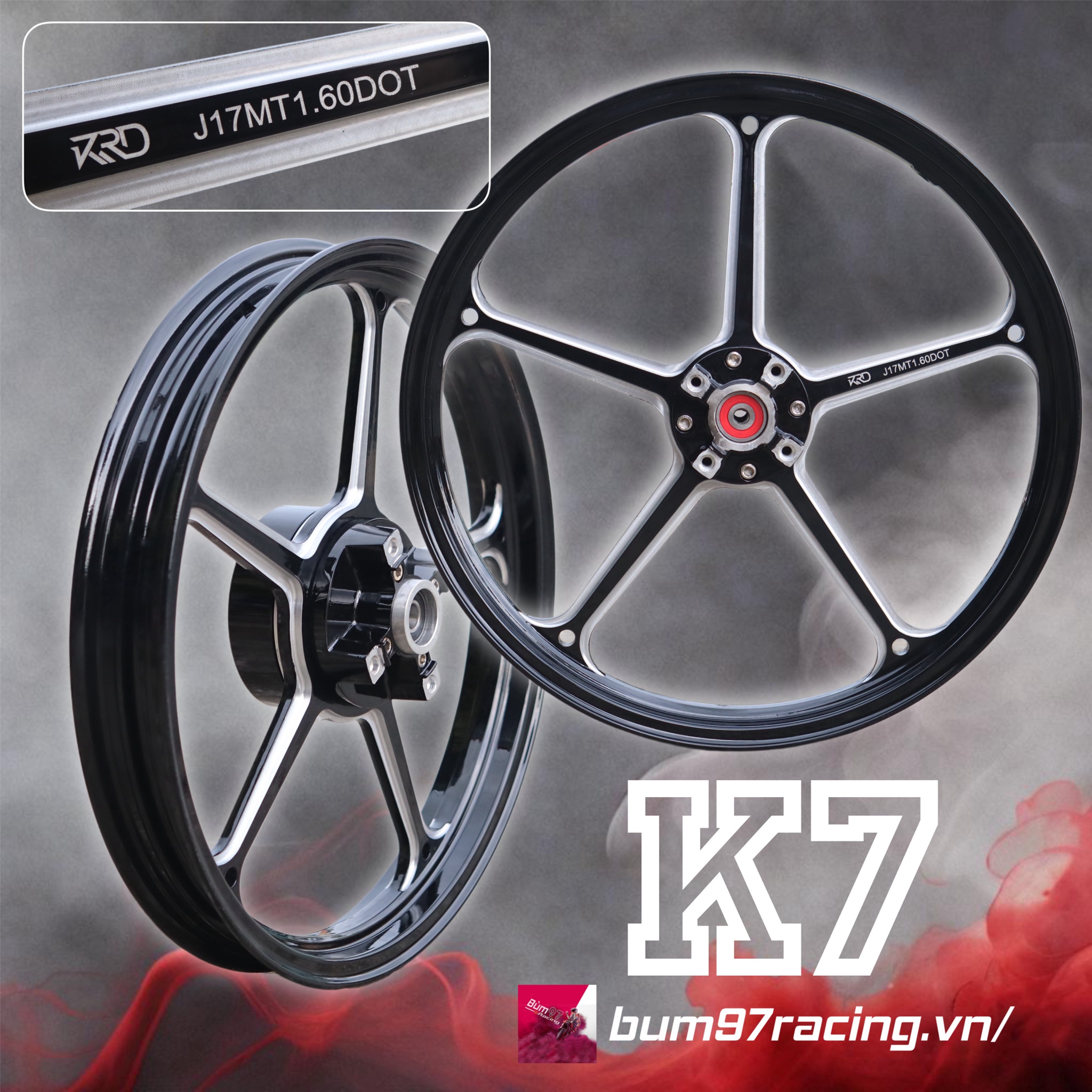 Mâm K7 Cnc Chính hãng size 1.6-1.85 cho Exciter 150