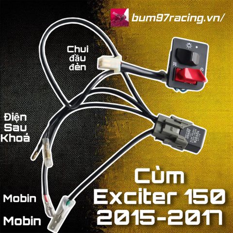  Cụm Công Tắc Đề + Tắt Máy Cho EXCITER 150 2015-2017 (Đèn HALOGEN) 