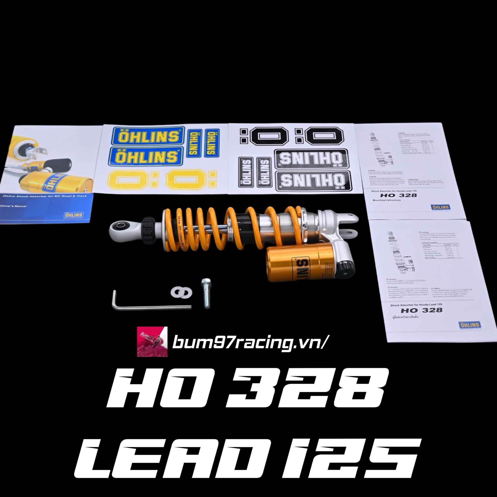 OHLINS HO328 Chính Hãng sử dụng cho các dòng xe Stylo, Lead, Lead 4val, Click, Vario