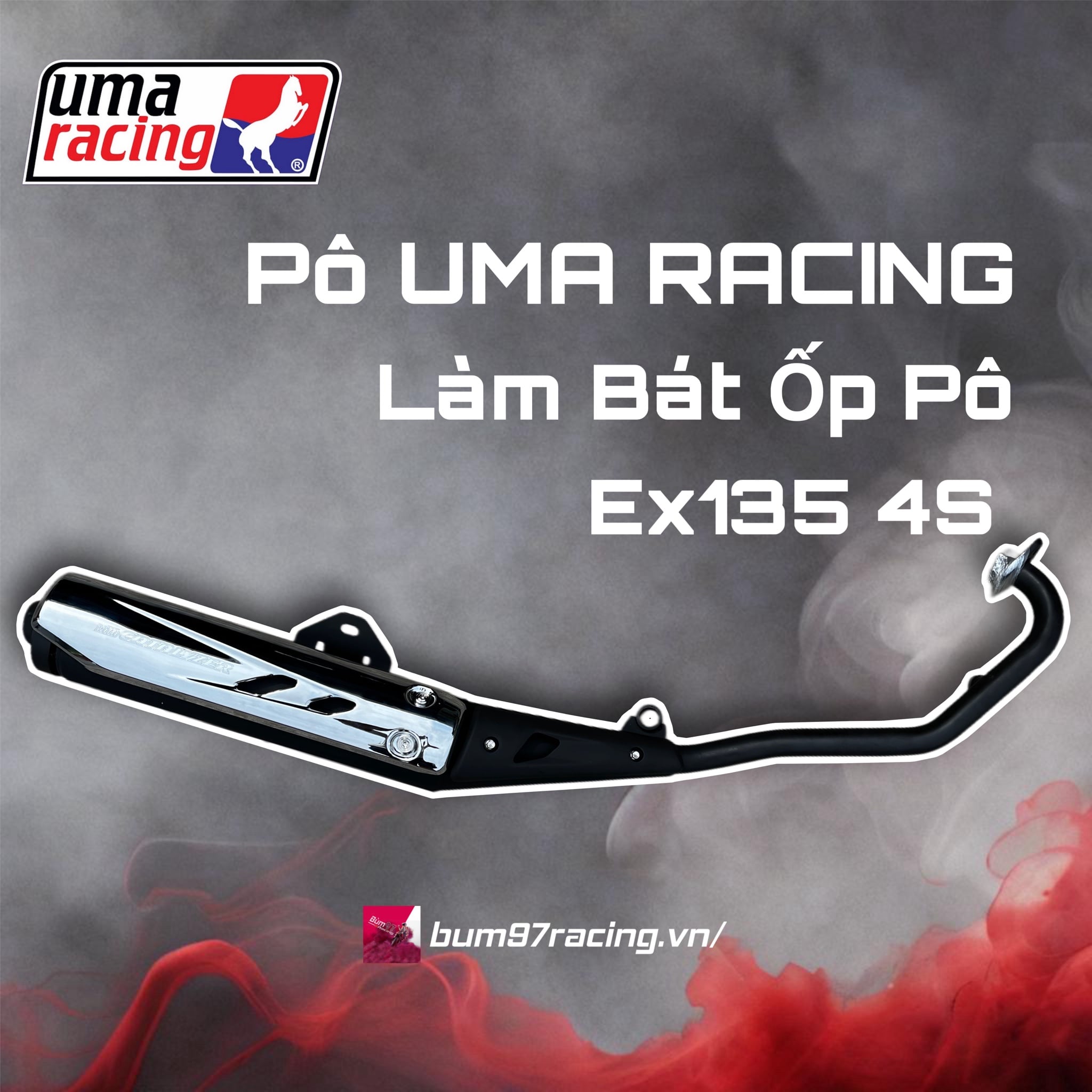 Pô UMA RACING V3 Ex135 4S Kèm Ốp Pô [ Làm Bát Ốp Pô]