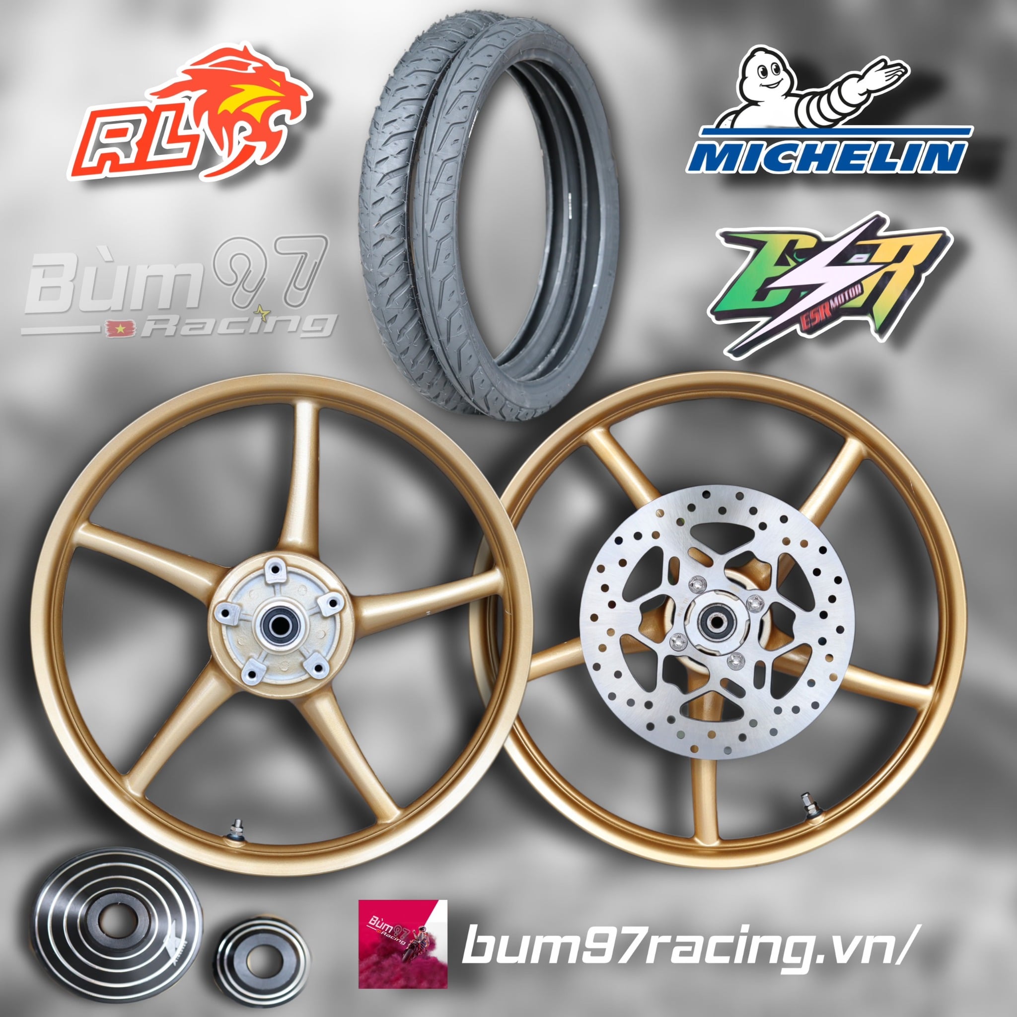 Set Mâm ESR 1.4-1.6 Cho EXCITER 150/155 | Vỏ Micherlin Pilot Street 2 60/70