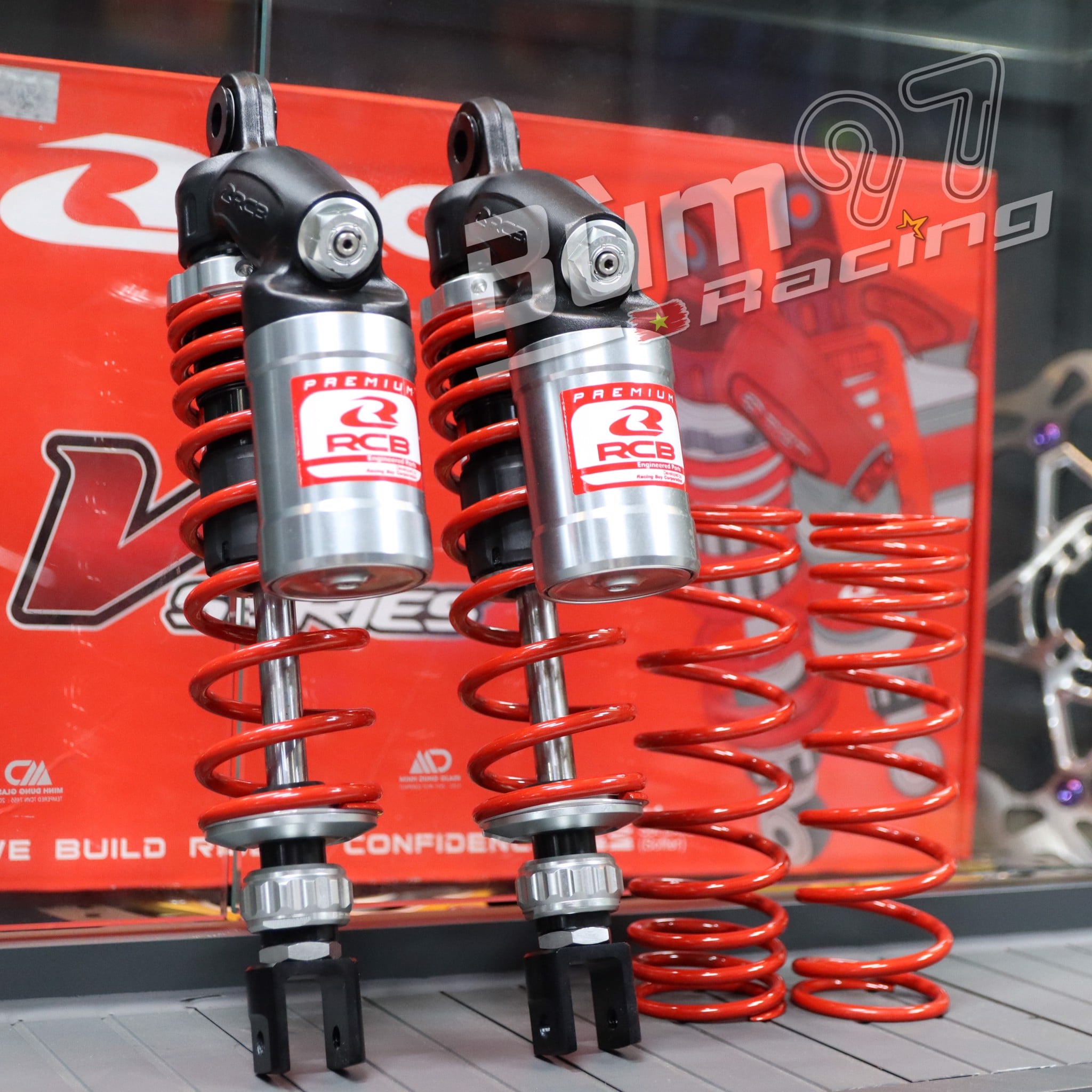 Phuộc RCB VD 320mm Đỏ AIR BALDE SH Ý PCS TĂNG CHỈNH BÌNH DẦU TĂNG CHỈNH CHÂN PHUỘC