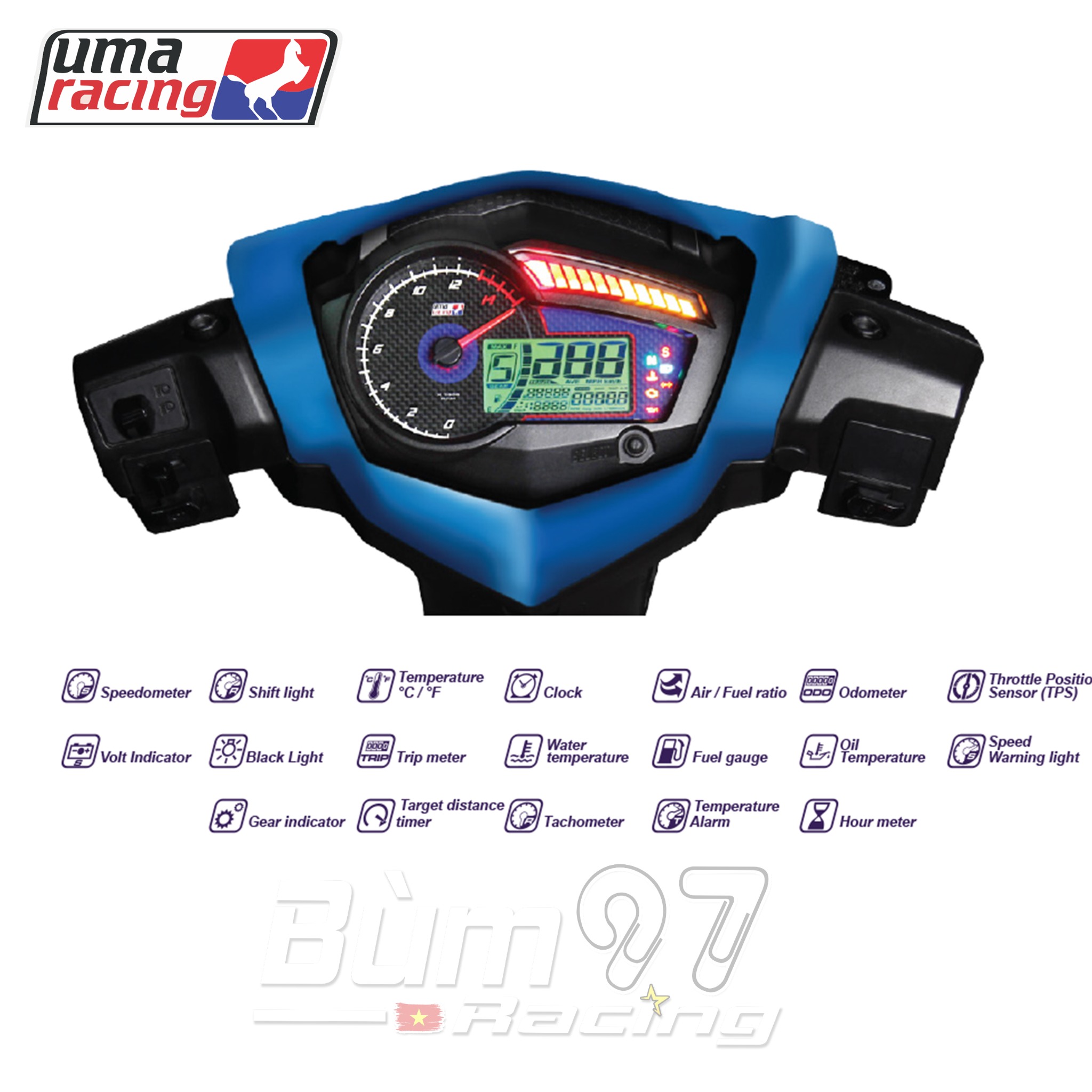 ĐỒNG HỒ ĐIỆN TỬ UMA RACING ĐA CHỨC NĂNG CHO EXCITER 150 - UTECH SPEEDO METER