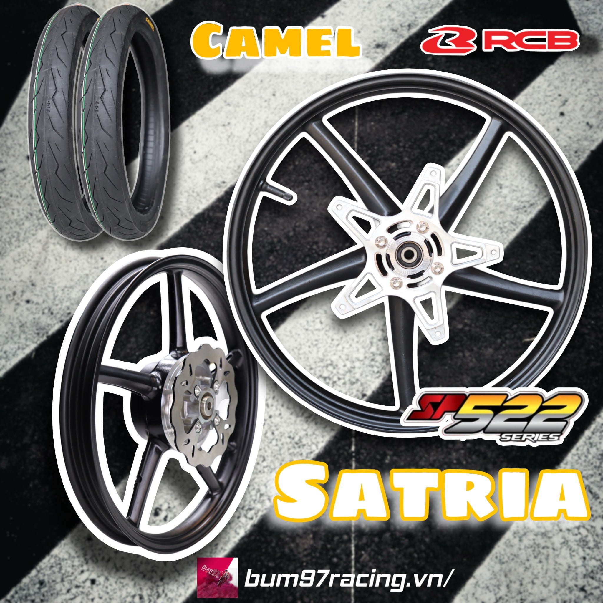 Set Mâm RCB SP522 1.4-1.6 Satria + Vỏ Camel [ Bản Đóng Cùi ]