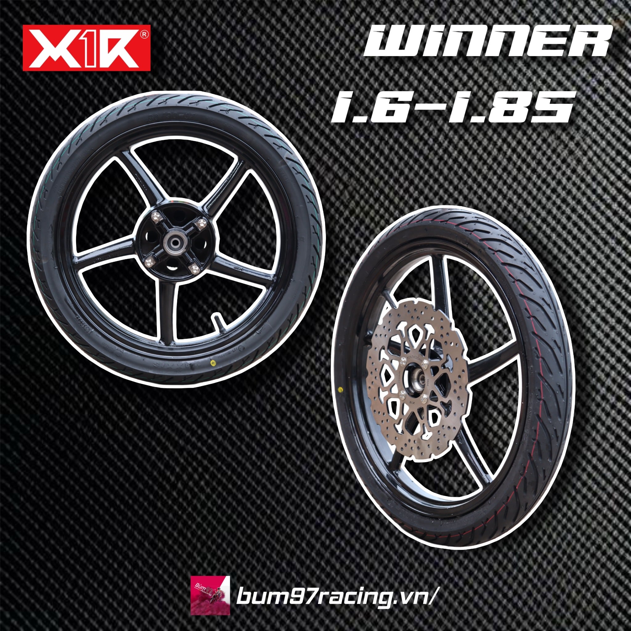 Mâm X1R 5 Cây WINNER 1.6-1.85 - Vỏ Maxxis M6002