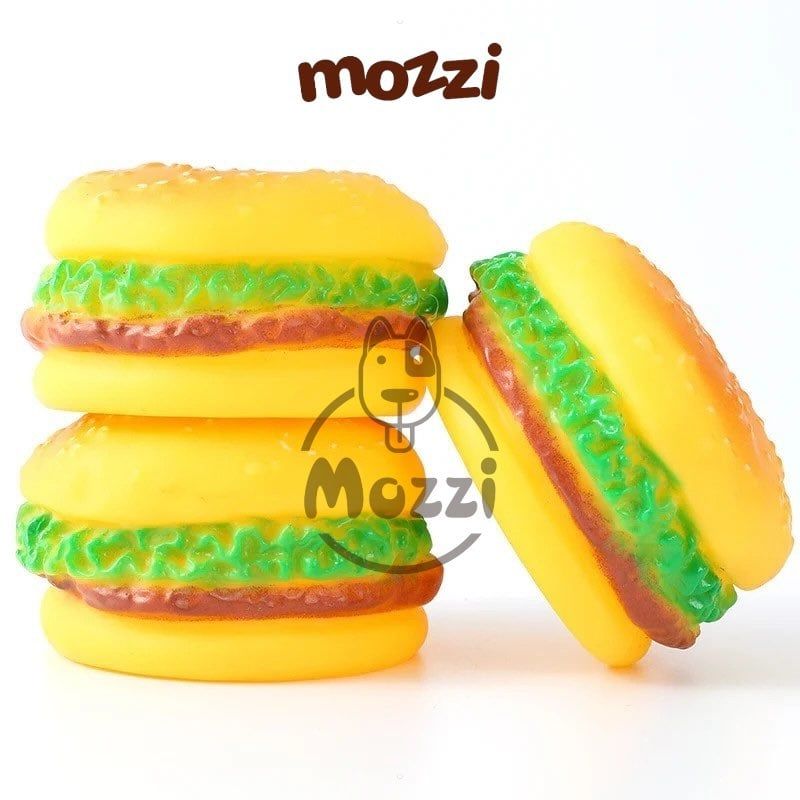 Đồ chơi âm thanh cao su mềm hình Bánh Hamburger và Gà