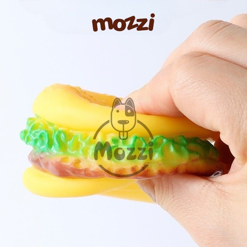 Đồ chơi âm thanh cao su mềm hình Bánh Hamburger và Gà