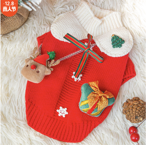 Áo len Noel cổ lọ đính nơ tuần lộc