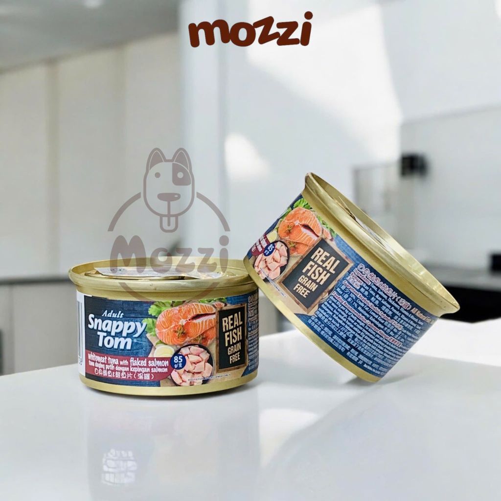 Pate cho mèo Snappy Tom lon 85gr Real Fish Real Meat