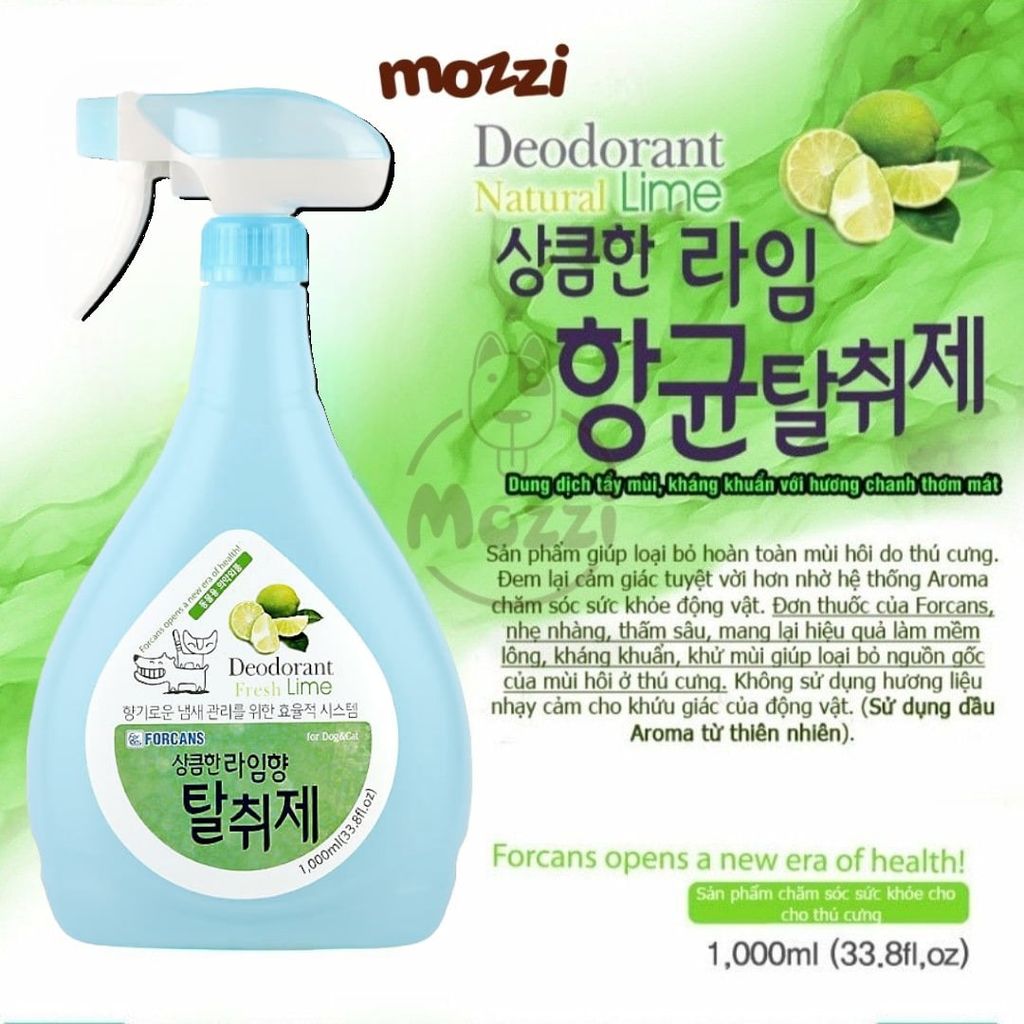 Xịt khử mùi khu vực Forcans Hàn quốc Chai 1L cho chó mèo