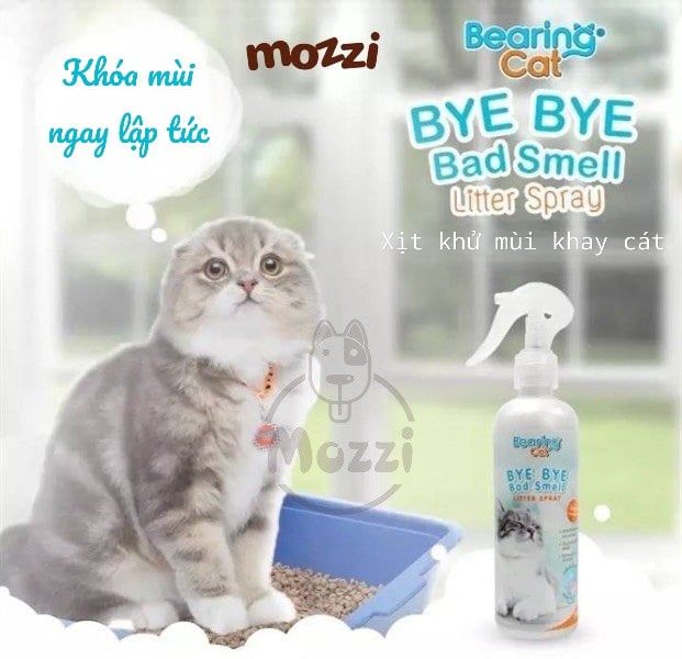 Xịt khử mùi cát vệ sinh Bearing Bye Bye cho mèo Chai 250ml