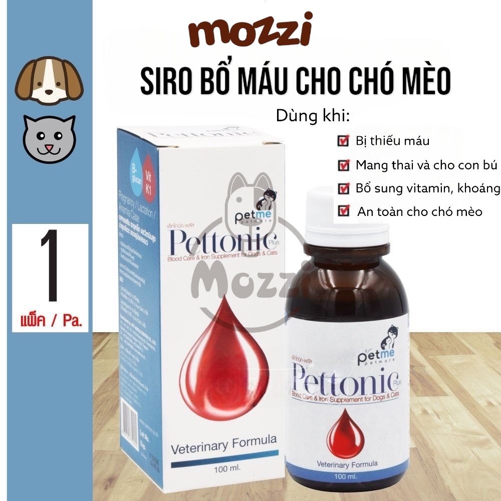 Siro bổ sung sắt, bổ máu, tăng thèm ăn Pettonic Chai 100ml cho chó mèo