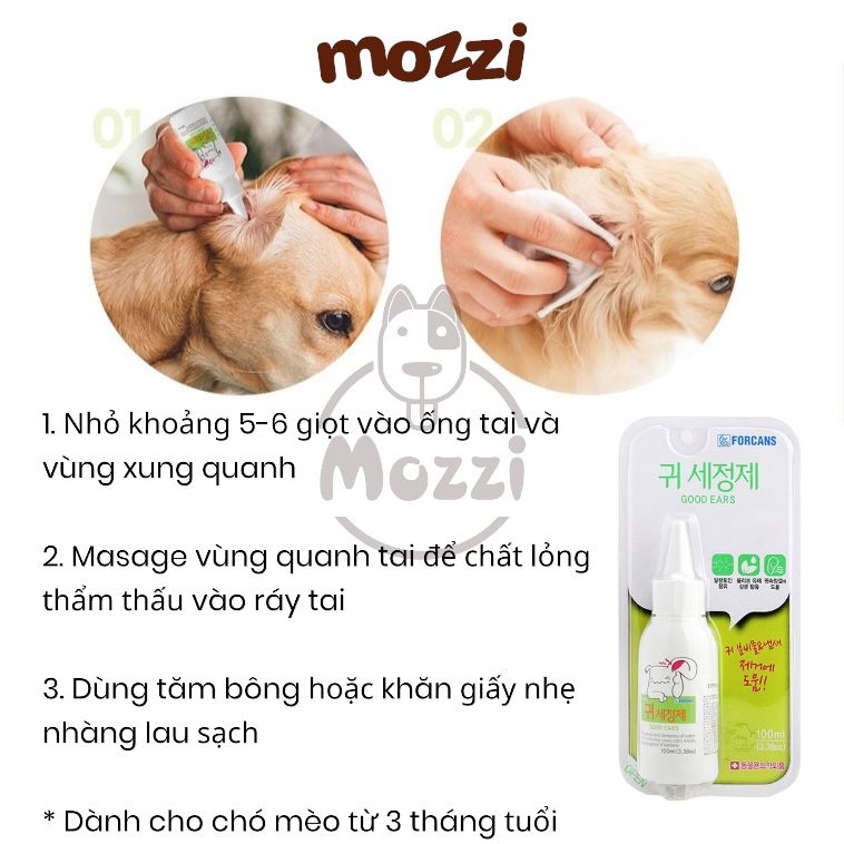 Dung dịch vệ sinh rửa tai Forcans Hàn Quốc Chai 80ml cho chó mèo