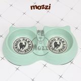  Chén bát ăn đôi cho chó mèo nhựa sợi tre hình tai mèo 