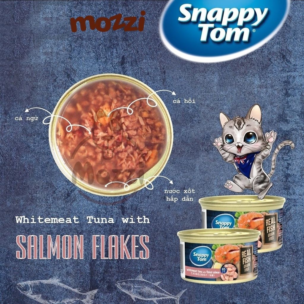 Pate cho mèo Snappy Tom lon 85gr Real Fish Real Meat