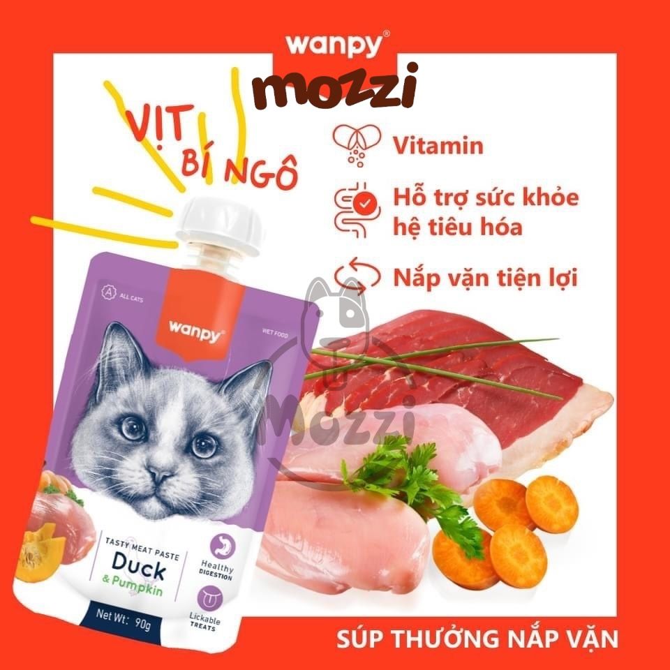 Súp thưởng cho mèo Wanpy có nắp vặn Bịch 90gr