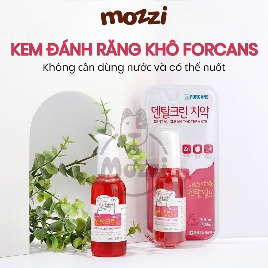 Kem đánh răng khô Forcans có thể nuốt hương dâu cho chó mèo Chai 100ml