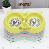  Chén bát ăn đôi cho chó mèo nhựa sợi tre hình tai mèo 