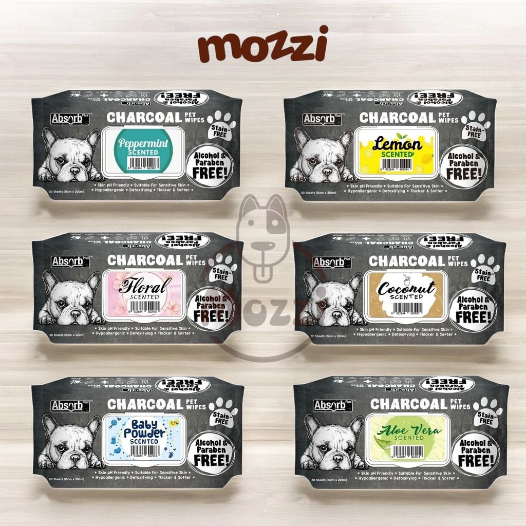 Khăn ướt cho chó mèo Kháng khuẩn than hoạt tính Absorb Charcoal Absolute