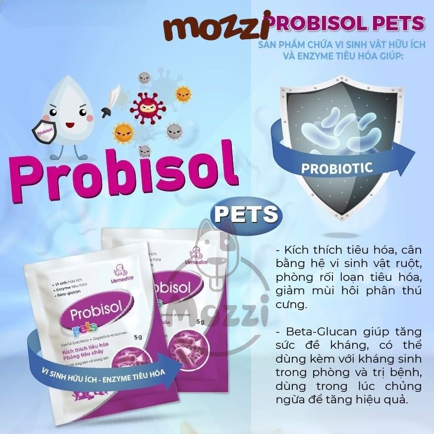 Men tiêu hóa Probisol Vemedim dạng bột cho chó mèo