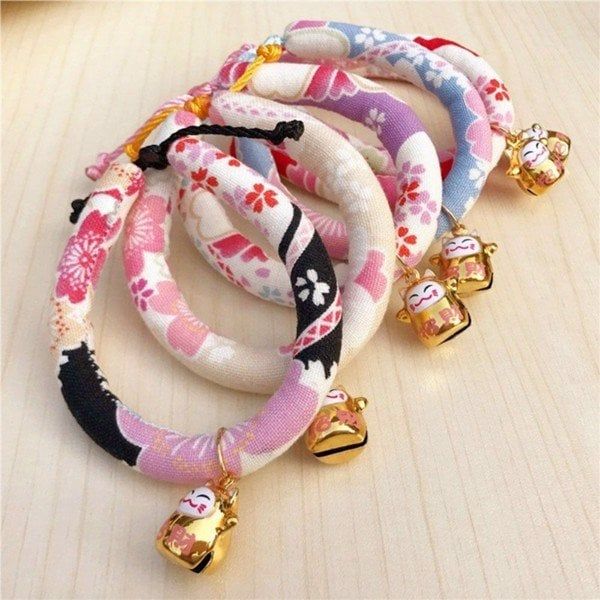 Vòng cổ handmade Nhật Bản kèm chuông cho chó mèo