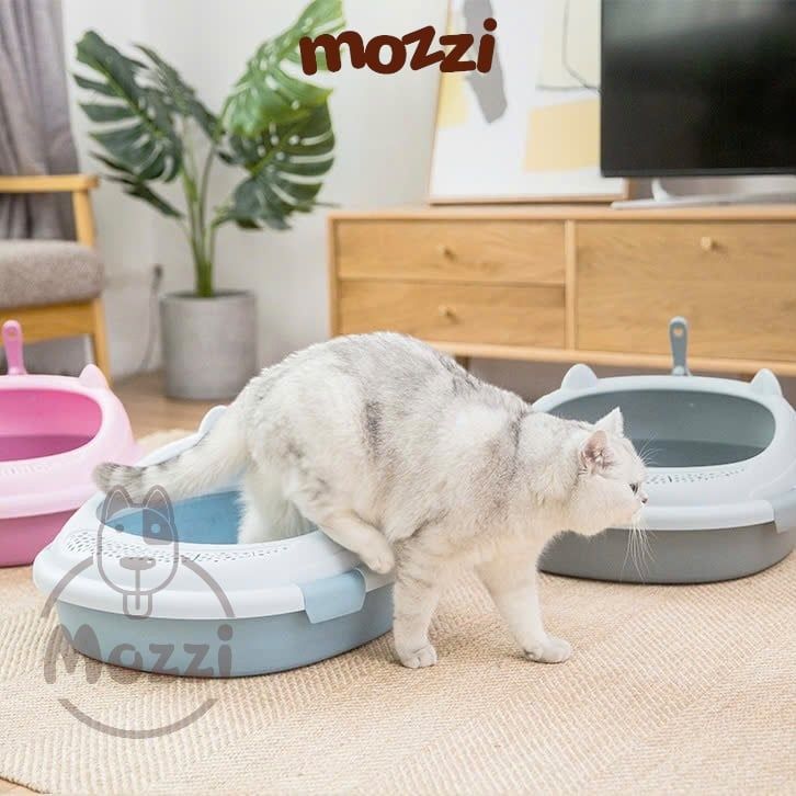Khay cát vệ sinh cho mèo có bàn đạp chân nhám hình tai mèo