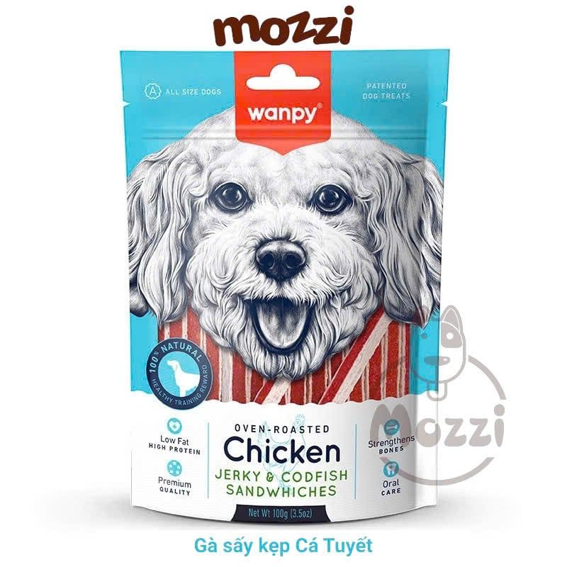 Snack cho chó Wanpy Thịt sấy thơm ngon từ thịt gà vịt cá hồi