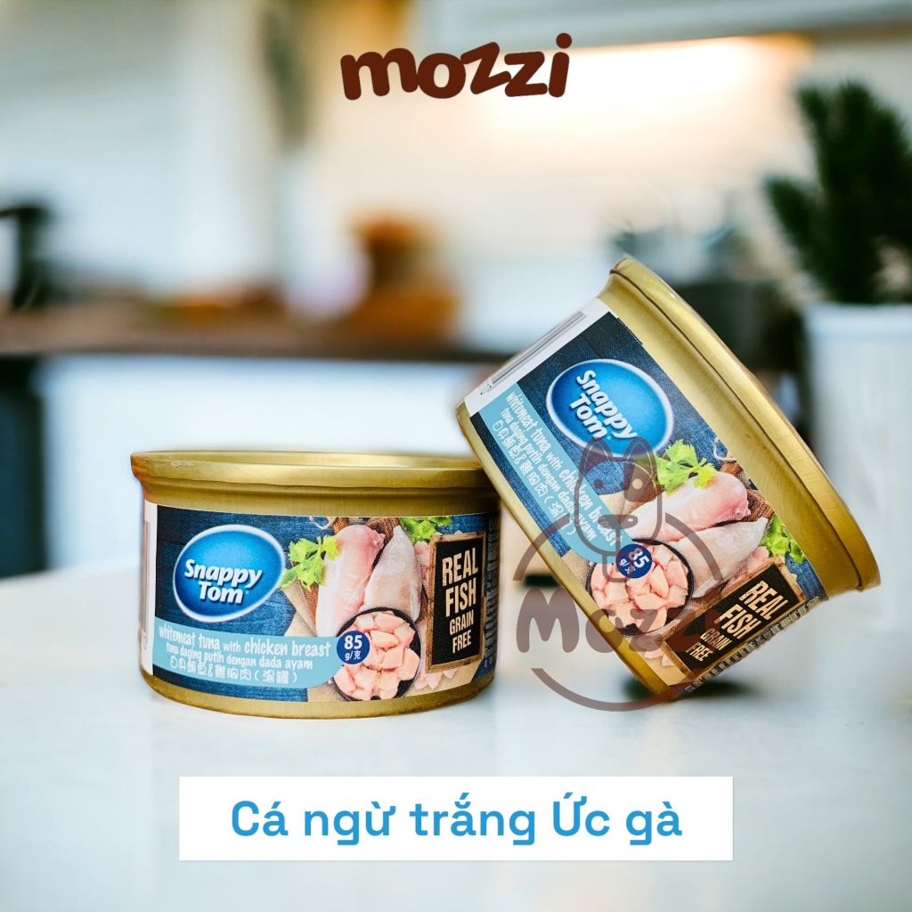 Pate cho mèo Snappy Tom lon 85gr Real Fish Real Meat