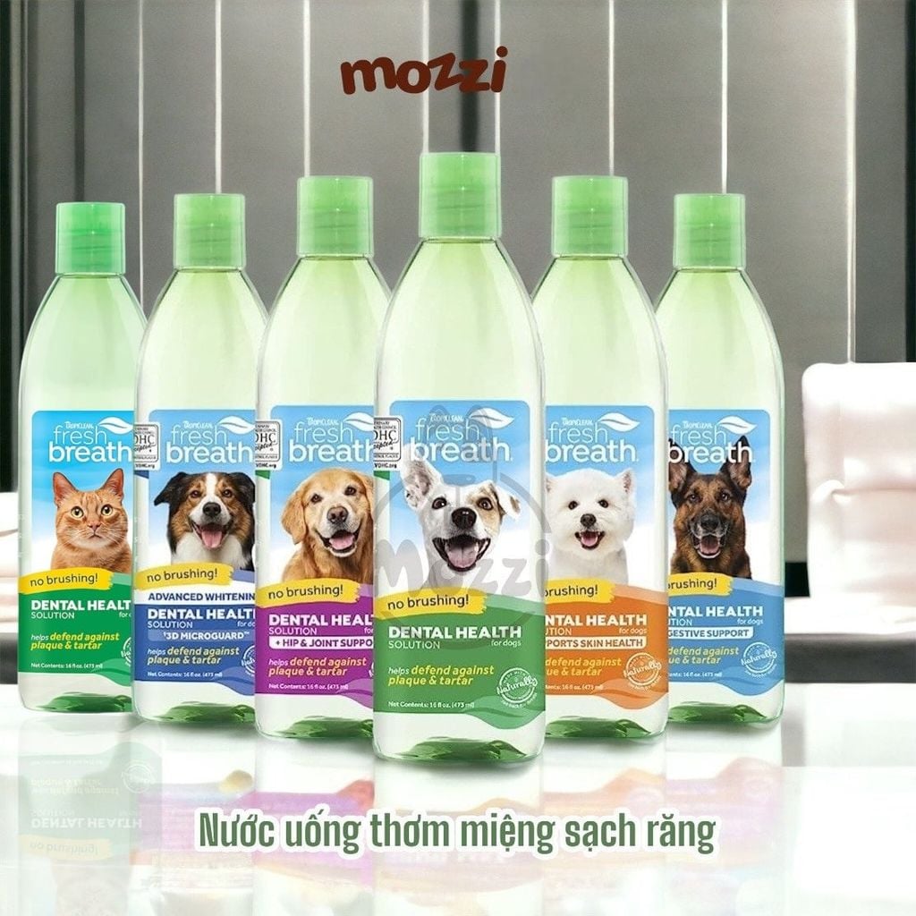 Nước vệ sinh răng miệng Tropiclean Fresh Breath pha uống Chai 473ml cho chó mèo